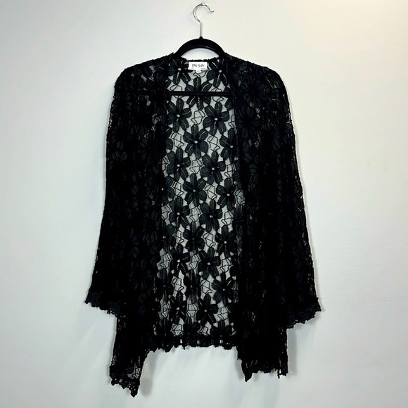 Love Sadie black open lace cardigan size Medium - Picture 2 of 4